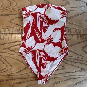 Sun and shade coral red and white new one piece